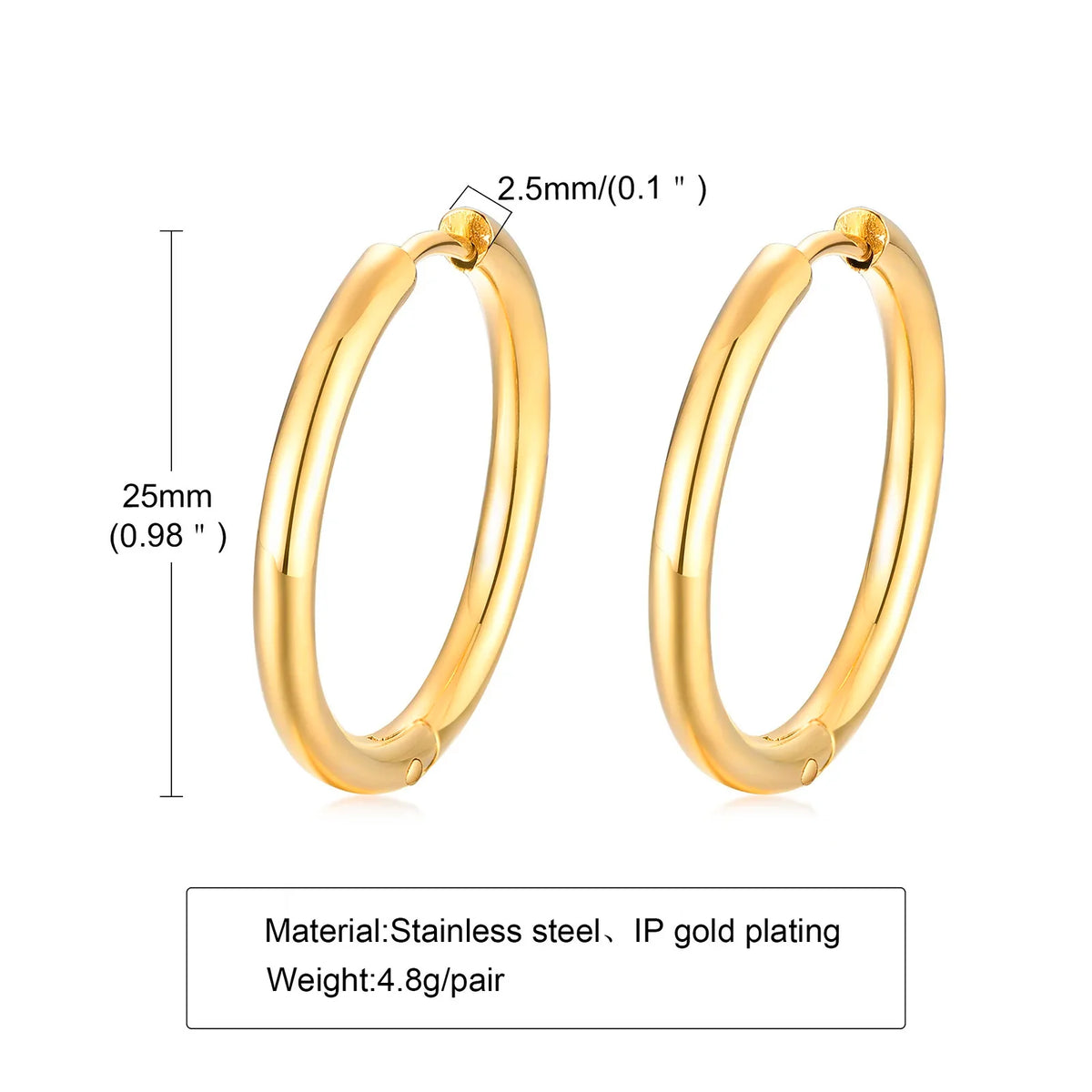 Classic Stainless Steel Hoop Earring for Men Boys | Anti Allergy Metal Huggies Earring