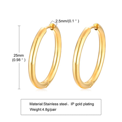 Classic Stainless Steel Hoop Earring for Men Boys | Anti Allergy Metal Huggies Earring