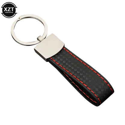 Fashion Black-Red Leather Car Keychain Key Ring | 3-Color Sports Keychain Pendant for Enthusiasts