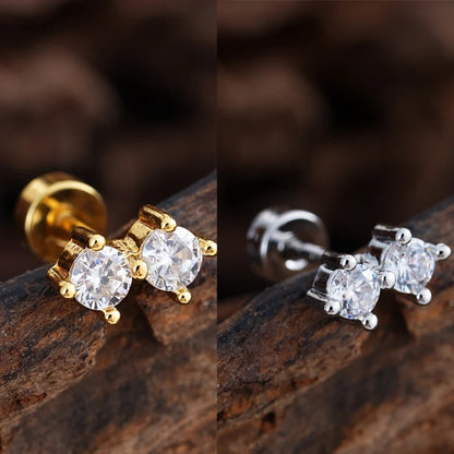 Zircon Star Ear Studs Stainless Steel Cartilage Tragus Helix Piercing | Mixed Style Earrings for Unisex