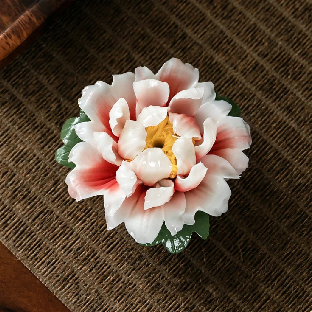 Peony Flower Incense Holder | Decorative Ceramic Incense Burner