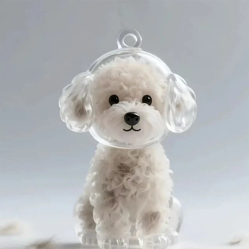 Clear Puppy Hair Memorial Keepsake Capsule | Pet Fur Display Keychain