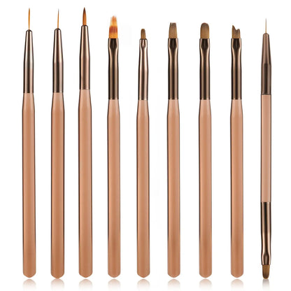 9PCS UV Gel Nail Brush Liner DIY Painting Pen Manicure Acrylic Drawing Brush for Nail Art Design Nails Tip Display Painting Tool