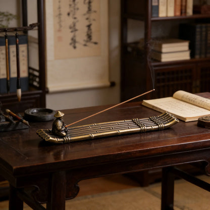 Creative Incense Holder Boat | Old Men Fishing Japanese Style Incense Stick Burner