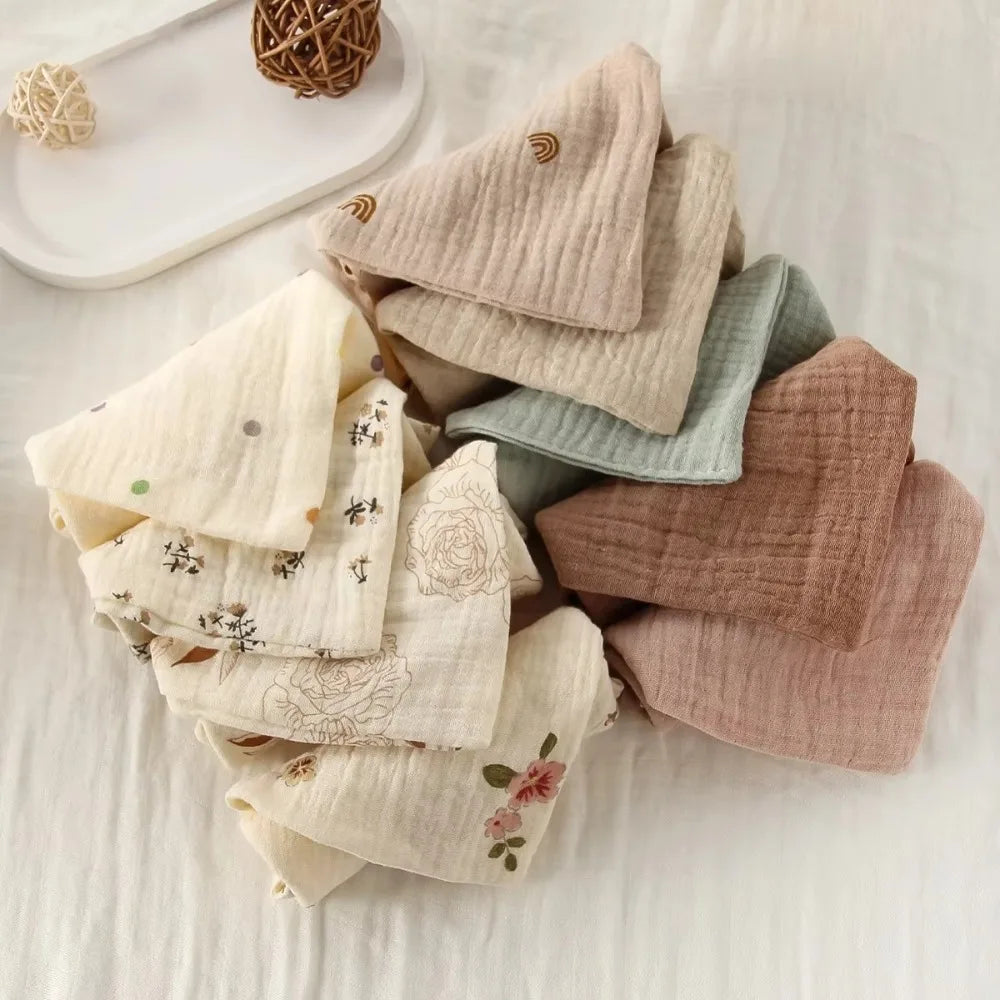 3/5 Pieces of Gauze Square Towels | Soft Cotton Baby Burp Cloths and Handkerchiefs