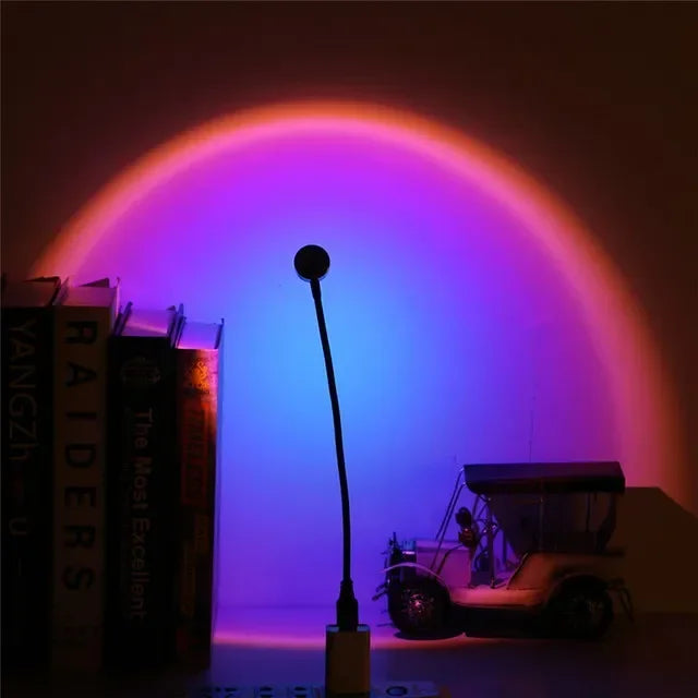 USB Sunset Projection Lamp | Rainbow Atmosphere Night Light for Photography and Room Decor