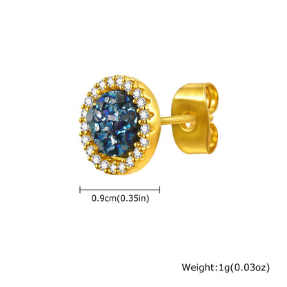 Shattered Zircon Stud Earrings for Men Boys | Hypoallergenic Round Minimalist Jewelry Gift
