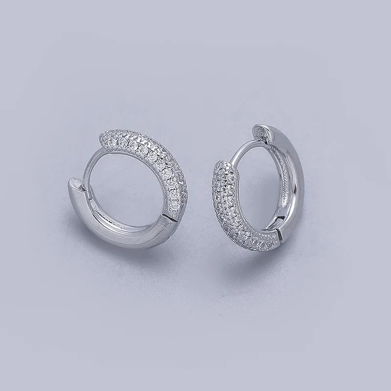 ANENJERY CZ Zircon Circle Hoop Earrings | Punk Trendy Fashion Jewelry