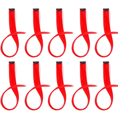10pcs 22Inch Synthetic Long Straight Hair Extensions Clip in Colored Party Highlights Hairpieces for Women Kids Girls