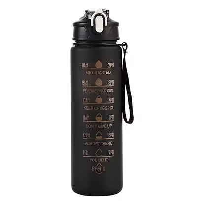 WRELS 900ml Sports Water Bottle with Time-Tracking Straw | Leak Proof Hydration Companion