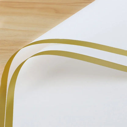 10 Sheets Half Transparent Flower Wrap Paper with Gold Border | Waterproof Bouquet Wrapping for Crafts