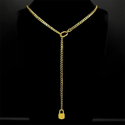 Heart O-ring Long Chain | Stainless Steel Punk Rock Y-Necklace for Men and Women