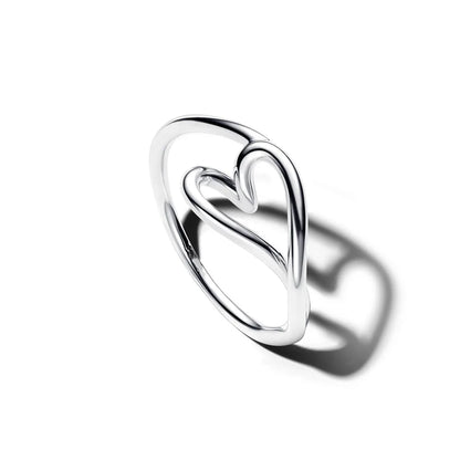 925 Sterling Silver Heart-Shaped Butterfly Flower Ring | Exquisite Charm Jewelry for Her