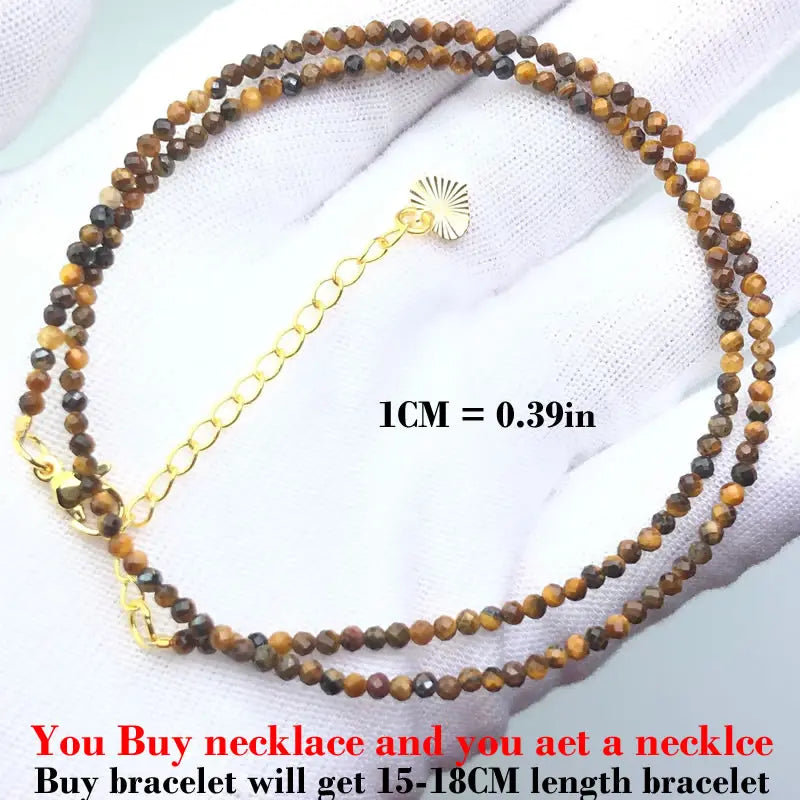 Fashion Faceted 2mm Beads Necklace | Mini Natural Stone Amethyst Quartz Agate Choker