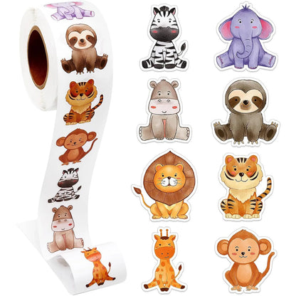 500Pcs/Roll Heterotypic Grassland Animals Stickers 2.5cm/1.0'' Graffiti Game Art Labels Learning Rewards, Adorn Gifts