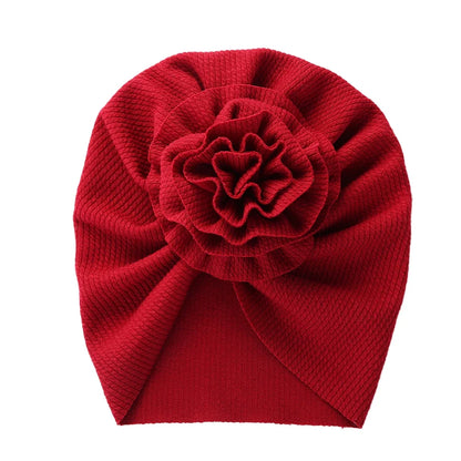 Big Blossom Flower Ribbed Turban Baby Hat | Soft Cotton Topknot Bonnet for Newborns and Toddlers