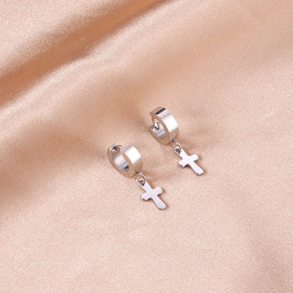 LUXUSTEEL Stainless Steel Cross Hoop Earrings | Colorful Fashion Jewelry for Women