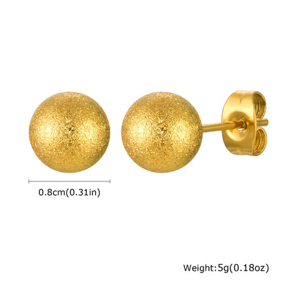 Gold Plated Stainless Steel Stud Earrings Set | 10mm 8mm 6mm Round Ball Earrings for Women