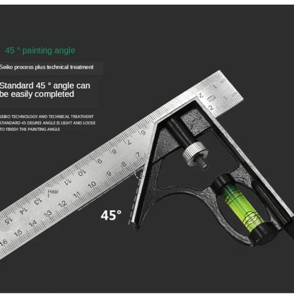 300mm Stainless Steel Combination Square | Multi-Angle Woodworking Ruler