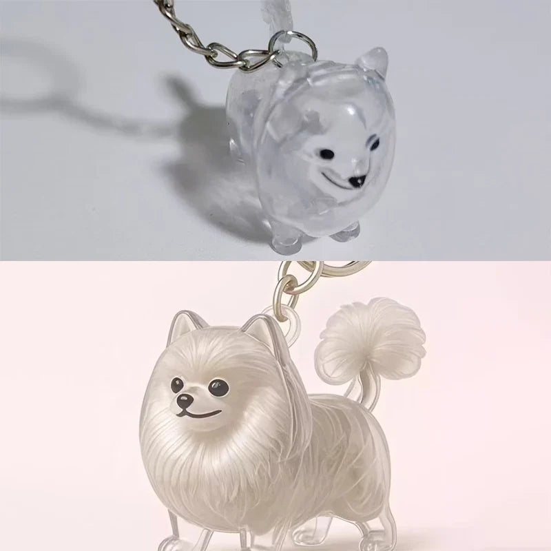 Clear Puppy Hair Memorial Keychain | Pet Fur Keepsake Capsule DIY Pendant