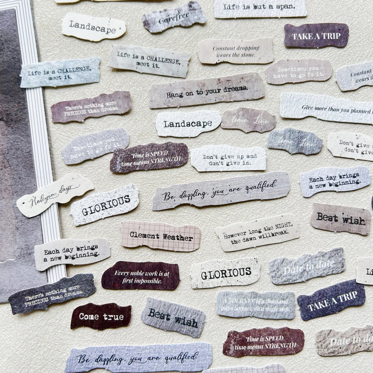 Journamm 50 Pcs English Label Sticker Package | Junk Journal Scrapbook Embellishment Kit
