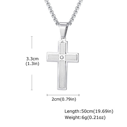 Plain Cross Necklace for Men and Boys | Stainless Steel Silver Tone Religious Jewelry