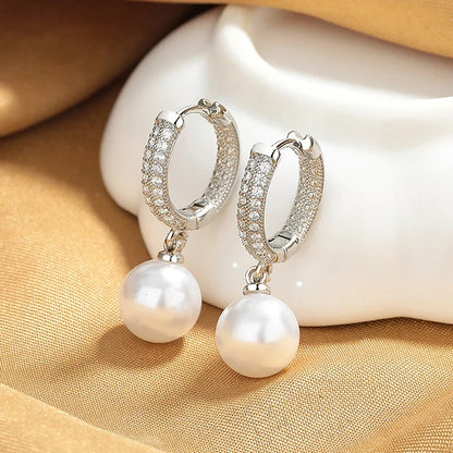 Pearl Hoop Earrings for Women | Light Luxury Fashion Jewelry