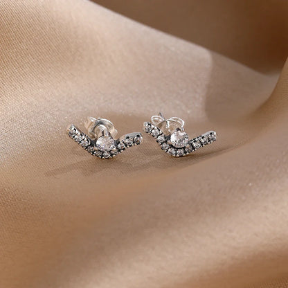 2026 New Fashion Hoop Earrings Set for Women | Ginkgo Leaf Enamel Flower Stud, Cute Crown Heart Zircon Earrings
