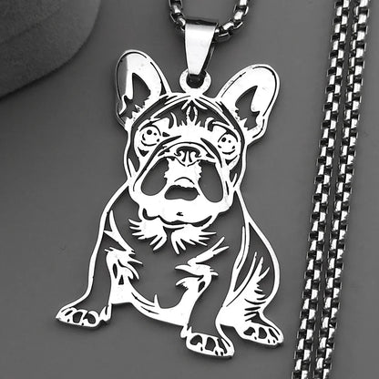 French Bulldog Pendant Necklace | Stainless Steel Dog Jewelry for Women Men