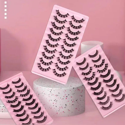 10Pairs 3D Mink Lashes Russian Strip Lash | Dramatic False Eyelashes for Full Volume Look