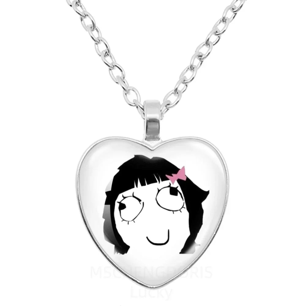 Rage Comic Heart Pendant Necklace | Funny Meme Derp Face Trollface Jewelry Gift