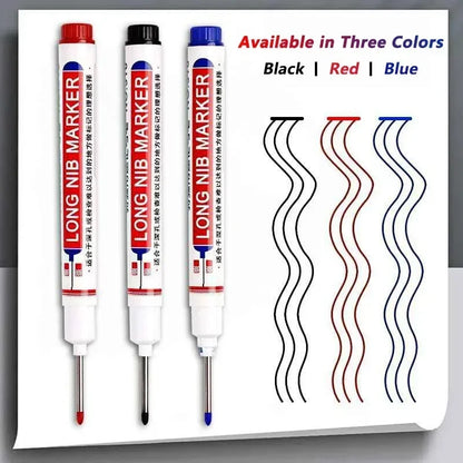 Deep Hole Long Nib Markers for Metal Wood Tile | 8-Pack Waterproof Marking Pens