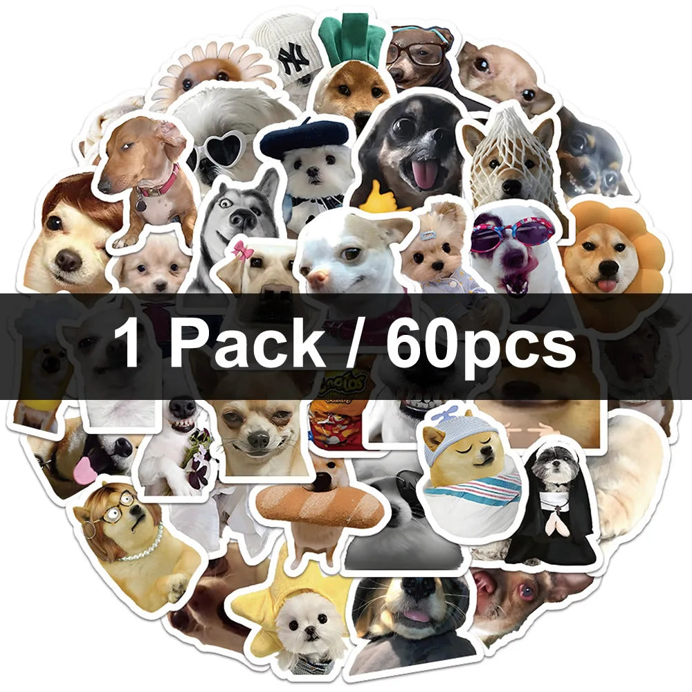 Funny Dogs Stickers | 30/60/180 Cute Decals for Laptop Guitar Bicycle and More