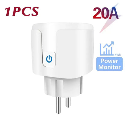 Tuya Wifi Smart Socket EU Plug 16/20A Power Monitor Remote Control SmartLife APP Works with Alexa Yandex Alice Google Assistant