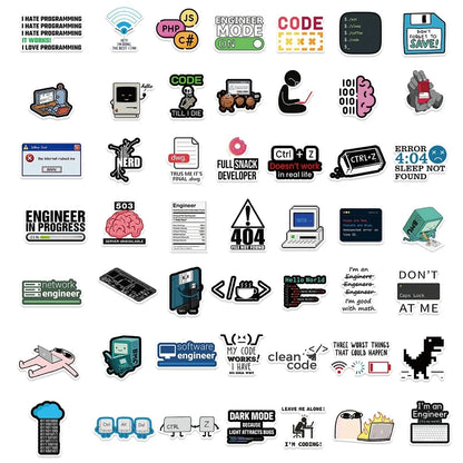 50 Pieces Funny Programming Meme Stickers | Geek Gift for Coders