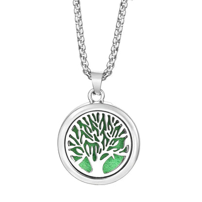 20mm Pattern Insert Perfume Pad Locket Necklace | Stainless Steel Aromatherapy Pendant