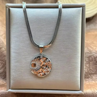 Stainless Steel OX Moon Necklace | Gold Plated Half Moon Blade Pendant