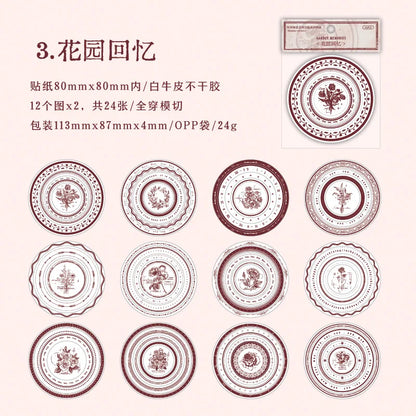 Vintage Round Stickers for Journaling | 24pcs Retro Collage Label Pack