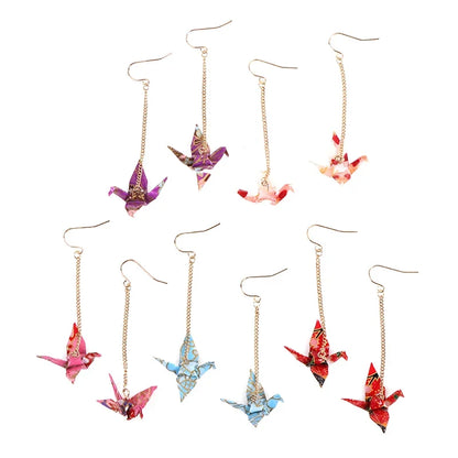 Origami Crane Earrings | Handcrafted Paper Bird Jewelry
