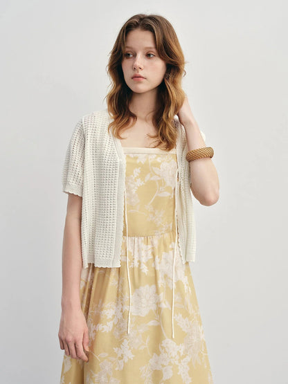 Textured Mesh Cardigan Relaxed Resort to Office Fit