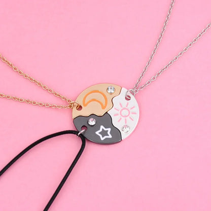 3 Piece Matching Pendant Necklace Set | Sun Moon Star Best Friend Gifts