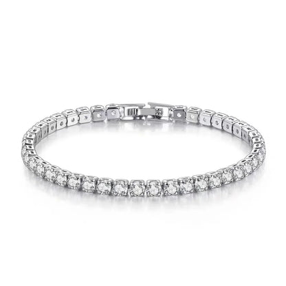 S925 Sterling Silver Tennis Bracelet with Zirconia | 4mm Fashion Wedding Jewelry