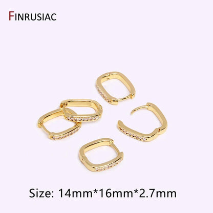 Gold Plated Brass Hoop Earrings with Zircon | Trendy Fashion Jewelry for Women
