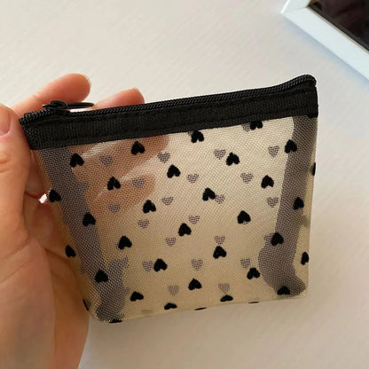 Women Black Mesh Coin Wallet Purse | Small Transparent Organizer Pouch