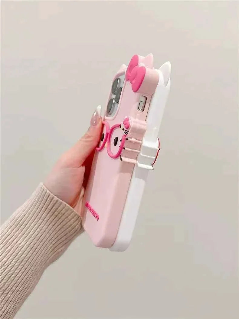 3D Glasses Cat Silicone Phone Case For iPhone 17 Pro Max 16 15 Plus 14 13 Mini 12 11 4 4S 5 5S 7 8 SE