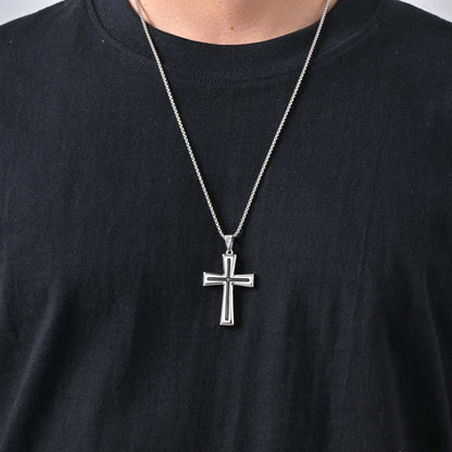 Plain Cross Necklace for Men and Boys | Stainless Steel Silver Tone Religious Jewelry