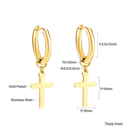 LUXUSTEEL Stainless Steel Cross Hoop Earrings | Colorful Fashion Jewelry for Women