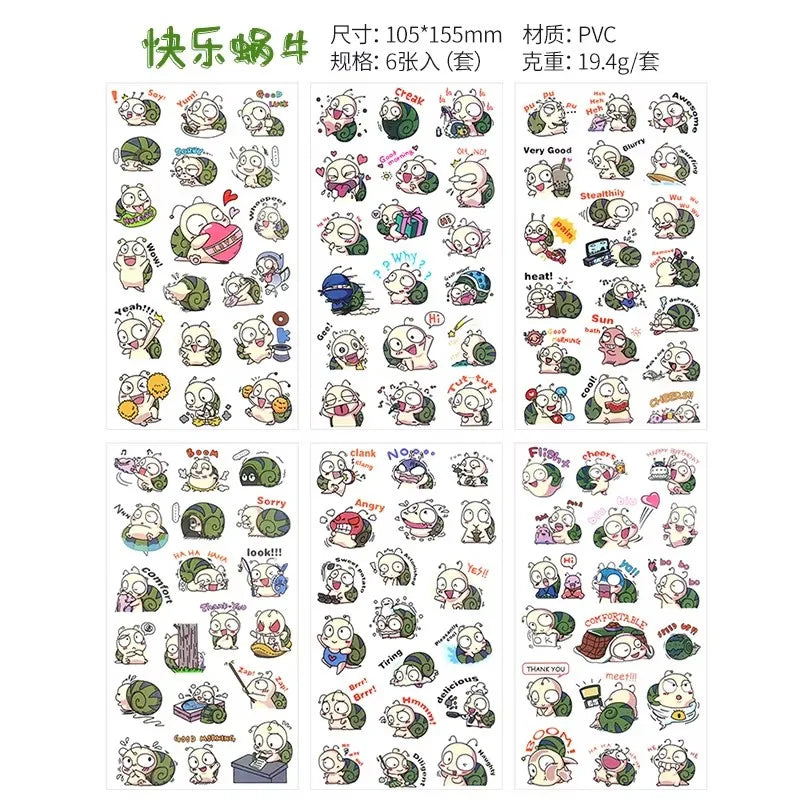 6Pcs Waterproof Cartoon Sticker Set | Cute DIY Decals for Laptops, Phones, and Planners