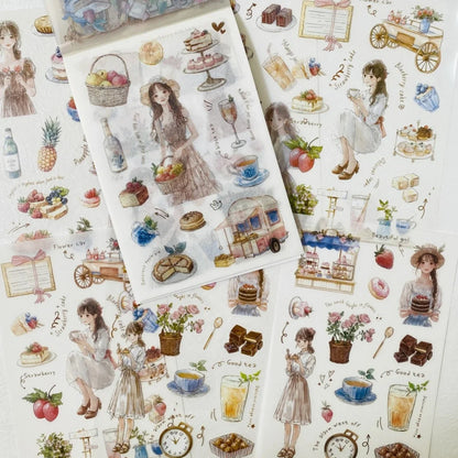 Vintage Character Sticker Set | 20 Sheets Scrapbooking Washi Paper Stickers