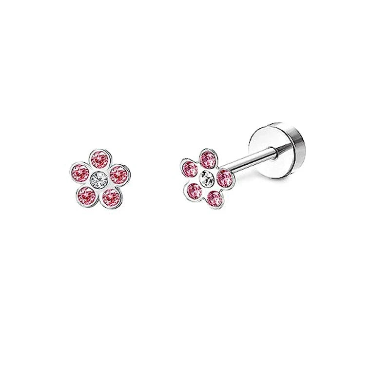 Stainless Steel Crystal Stud Earrings Set | Star Heart Butterfly Cartilage Tragus Helix Piercing Jewelry